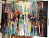 Commission for Mr Ravi (Reserved) - Eva Czarniecka Umbrella Oil paintings Rain London Streets Pallets Knife Limited Edition Prints Impressionism Art Contemporary