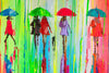 'Explosion' Acrylic Painting on Canvas - Eva Czarniecka Umbrella Oil paintings Rain London Streets Pallets Knife Limited Edition Prints Impressionism Art Contemporary