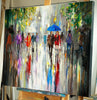 'Rainy Autumn in London' Oil Painting on Canvas - Eva Czarniecka Umbrella Oil paintings Rain London Streets Pallets Knife Limited Edition Prints Impressionism Art Contemporary