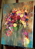 'Midsummer Bouquet' Oil Painting on Canvas - Eva Czarniecka Umbrella Oil paintings Rain London Streets Pallets Knife Limited Edition Prints Impressionism Art Contemporary