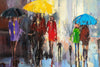 Beach Walks' Original Oil Painting on Canvas - Eva Czarniecka Umbrella Oil paintings Rain London Streets Pallets Knife Limited Edition Prints Impressionism Art Contemporary