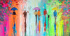'Rain in Hyde Park' Original Painting on Canvas - Eva Czarniecka Umbrella Oil paintings Rain London Streets Pallets Knife Limited Edition Prints Impressionism Art Contemporary