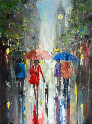 'City Life-London' Oil Painting on Canvas