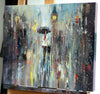 'Perfect Evening' Original Oil Painting on Canvas - Eva Czarniecka Umbrella Oil paintings Rain London Streets Pallets Knife Limited Edition Prints Impressionism Art Contemporary