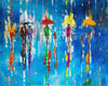 'Walk In Colour' Oil Painting on Canvas - Eva Czarniecka Umbrella Oil paintings Rain London Streets Pallets Knife Limited Edition Prints Impressionism Art Contemporary