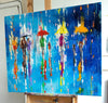'Walk In Colour' Oil Painting on Canvas - Eva Czarniecka Umbrella Oil paintings Rain London Streets Pallets Knife Limited Edition Prints Impressionism Art Contemporary