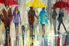 'London Walk' Oil Painting on Canvas - Eva Czarniecka Umbrella Oil paintings Rain London Streets Pallets Knife Limited Edition Prints Impressionism Art Contemporary