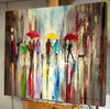 'London Walk' Oil Painting on Canvas - Eva Czarniecka Umbrella Oil paintings Rain London Streets Pallets Knife Limited Edition Prints Impressionism Art Contemporary