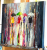 'Summer In The City Rain' Oil Painting on Canvas - Eva Czarniecka Umbrella Oil paintings Rain London Streets Pallets Knife Limited Edition Prints Impressionism Art Contemporary