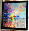 'Winter Walk'  Framed Oil Painting on Canvas Ready to Hang - Eva Czarniecka Umbrella Oil paintings Rain London Streets Pallets Knife Limited Edition Prints Impressionism Art Contemporary