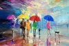 'Winter Walk'  Framed Oil Painting on Canvas Ready to Hang - Eva Czarniecka Umbrella Oil paintings Rain London Streets Pallets Knife Limited Edition Prints Impressionism Art Contemporary