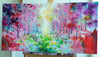 'Into The Light' Original Oil Painting on Canvas - Eva Czarniecka Umbrella Oil paintings Rain London Streets Pallets Knife Limited Edition Prints Impressionism Art Contemporary