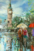 'London Central' Oil Painting on Canvas - Eva Czarniecka Umbrella Oil paintings Rain London Streets Pallets Knife Limited Edition Prints Impressionism Art Contemporary