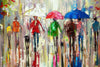 'London Evening Glow' Oil Painting on Canvas - Eva Czarniecka Umbrella Oil paintings Rain London Streets Pallets Knife Limited Edition Prints Impressionism Art Contemporary