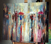 'London Crossing' Oil Painting on Canvas Ready to Hang - Eva Czarniecka Umbrella Oil paintings Rain London Streets Pallets Knife Limited Edition Prints Impressionism Art Contemporary