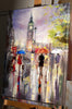 'Big Ben London Rain' Original Oil Painting on Canvas Ready to Hang - Eva Czarniecka Umbrella Oil paintings Rain London Streets Pallets Knife Limited Edition Prints Impressionism Art Contemporary