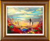 'Summer In The Horizon' Framed Hand Embellished Print - Eva Czarniecka Umbrella Oil paintings Rain London Streets Pallets Knife Limited Edition Prints Impressionism Art Contemporary
