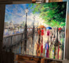 Commission/Reserved - Eva Czarniecka Umbrella Oil paintings Rain London Streets Pallets Knife Limited Edition Prints Impressionism Art Contemporary