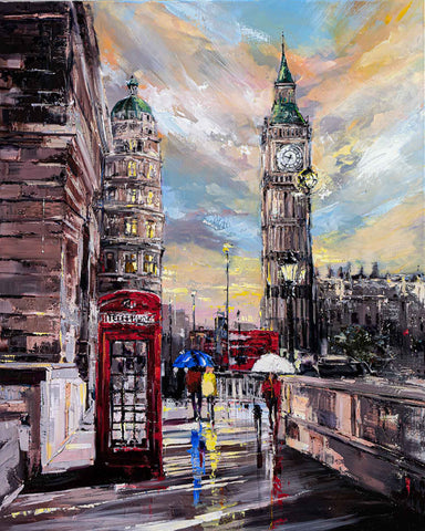 'Westminster Glow' Hand Embellished Canvas Print - Limited Edition