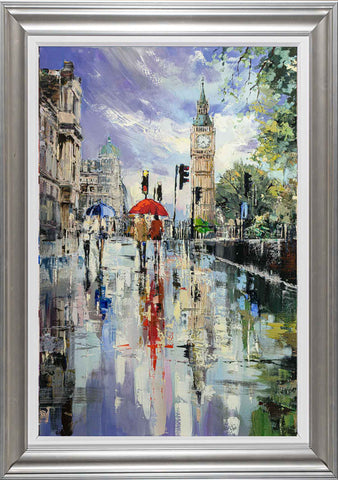 'April Stroll' Framed Oil Painting