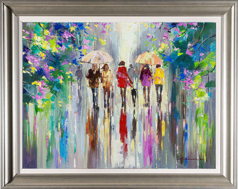 'A Family Walk'  Framed Original Oil Painting
