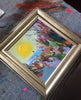 'Autumn Beach' Oil Painting On Canvas Framed Ready to Hang - Eva Czarniecka Umbrella Oil paintings Rain London Streets Pallets Knife Limited Edition Prints Impressionism Art Contemporary