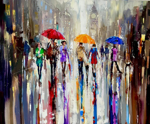 'Westminster Under Rain' Oil Painting