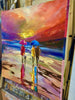 'The Sky' Painting on Canvas Ready to Hang - Eva Czarniecka Umbrella Oil paintings Rain London Streets Pallets Knife Limited Edition Prints Impressionism Art Contemporary