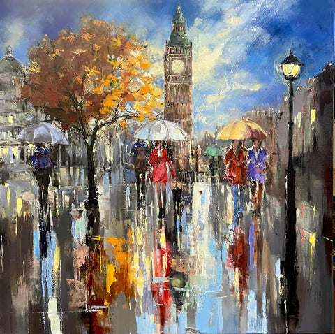 'London Autumn Night I' Oil Painting on Canvas