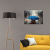 'Under Blue Umbrella I' Oil Painting on Canvas - Eva Czarniecka Umbrella Oil paintings Rain London Streets Pallets Knife Limited Edition Prints Impressionism Art Contemporary