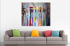 'Reflecting Breeze' Large Oil Painting Ready to Hang - Eva Czarniecka Umbrella Oil paintings Rain London Streets Pallets Knife Limited Edition Prints Impressionism Art Contemporary