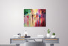 'Rainbow Shower in Hyde Park' Original Oil Painting on Canvas Ready to Hang - Eva Czarniecka Umbrella Oil paintings Rain London Streets Pallets Knife Limited Edition Prints Impressionism Art Contemporary