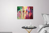 'Rainbow Shower in Hyde Park' Original Oil Painting on Canvas Ready to Hang - Eva Czarniecka Umbrella Oil paintings Rain London Streets Pallets Knife Limited Edition Prints Impressionism Art Contemporary