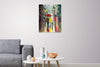 'Reflections' Oil Painting on Canvas, Ready to Hang - Eva Czarniecka Umbrella Oil paintings Rain London Streets Pallets Knife Limited Edition Prints Impressionism Art Contemporary