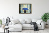 'Blue Umbrella'  Framed Oil Painting Ready to Hang - Eva Czarniecka Umbrella Oil paintings Rain London Streets Pallets Knife Limited Edition Prints Impressionism Art Contemporary
