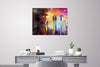 'Saturday Night Walks' Original Oil Painting on Canvas Ready to Hang - Eva Czarniecka Umbrella Oil paintings Rain London Streets Pallets Knife Limited Edition Prints Impressionism Art Contemporary