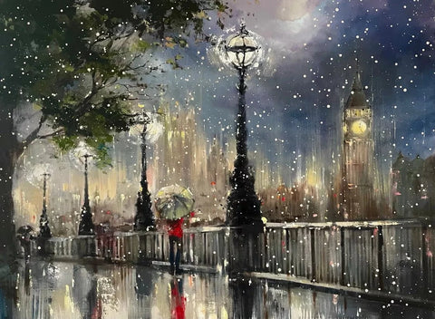 'SHADOWS AND SNOW'Hand Embellished Limited Edition Print on Canvas RESERVED