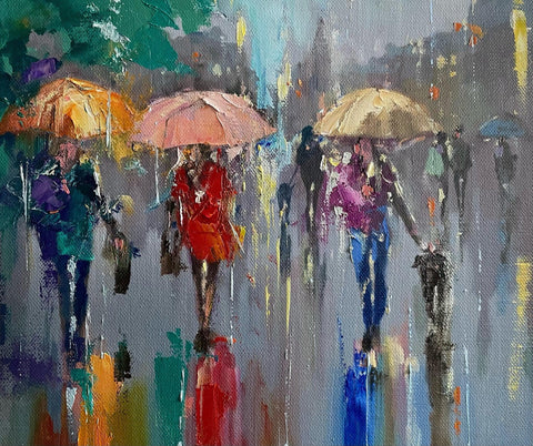 ‘Friday Shoppers’ Oil Painting