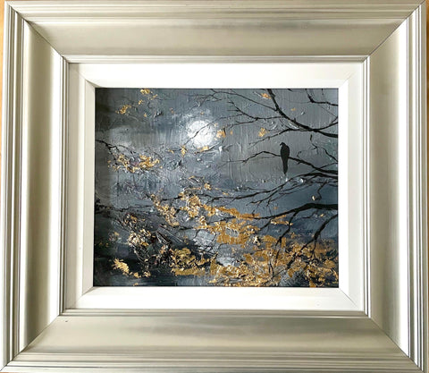 ‘Winter Moon’ Original Oil Painting Framed (with gold leaf)