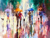 ‘Rainy Stroll’ Mixed Media Painting