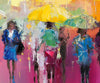 'Afternoon Sun' Limited Edition Print - Eva Czarniecka Umbrella Oil paintings Rain London Streets Pallets Knife Limited Edition Prints Impressionism Art Contemporary  