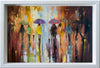 'Autumn in Westminster', 2015 Limited Edition Print - Eva Czarniecka Umbrella Oil paintings Rain London Streets Pallets Knife Limited Edition Prints Impressionism Art Contemporary  