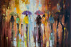 'Autumn in Westminster', 2015 Limited Edition Print - Eva Czarniecka Umbrella Oil paintings Rain London Streets Pallets Knife Limited Edition Prints Impressionism Art Contemporary  