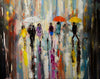 'Walk in the City', 2016 oil on canvas - Eva Czarniecka Umbrella Oil paintings Rain London Streets Pallets Knife Limited Edition Prints Impressionism Art Contemporary  