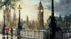 'Big Ben', 2016 Limited Edition Print Ready To Hang - Eva Czarniecka Umbrella Oil paintings Rain London Streets Pallets Knife Limited Edition Prints Impressionism Art Contemporary  