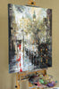 'London in The Rain' , 2016 Oil on Canvas Ready To Hang - Eva Czarniecka Umbrella Oil paintings Rain London Streets Pallets Knife Limited Edition Prints Impressionism Art Contemporary  