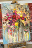 'Flowers in Bloom'  2016 Oil Picture Ready to Hang Large - Eva Czarniecka Umbrella Oil paintings Rain London Streets Pallets Knife Limited Edition Prints Impressionism Art Contemporary  