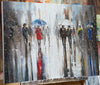 'Winter Escape II' Oil Painting (Commission/Reserved for Kath) - Eva Czarniecka Umbrella Oil paintings Rain London Streets Pallets Knife Limited Edition Prints Impressionism Art Contemporary  
