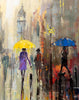 'Autumn Reflections' (2017) Large Oil Painting - Eva Czarniecka Umbrella Oil paintings Rain London Streets Pallets Knife Limited Edition Prints Impressionism Art Contemporary  