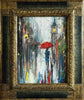 'Evening Stroll II' (2017) Oil Painting on Canvas Framed Ready to Hang - Eva Czarniecka Umbrella Oil paintings Rain London Streets Pallets Knife Limited Edition Prints Impressionism Art Contemporary  